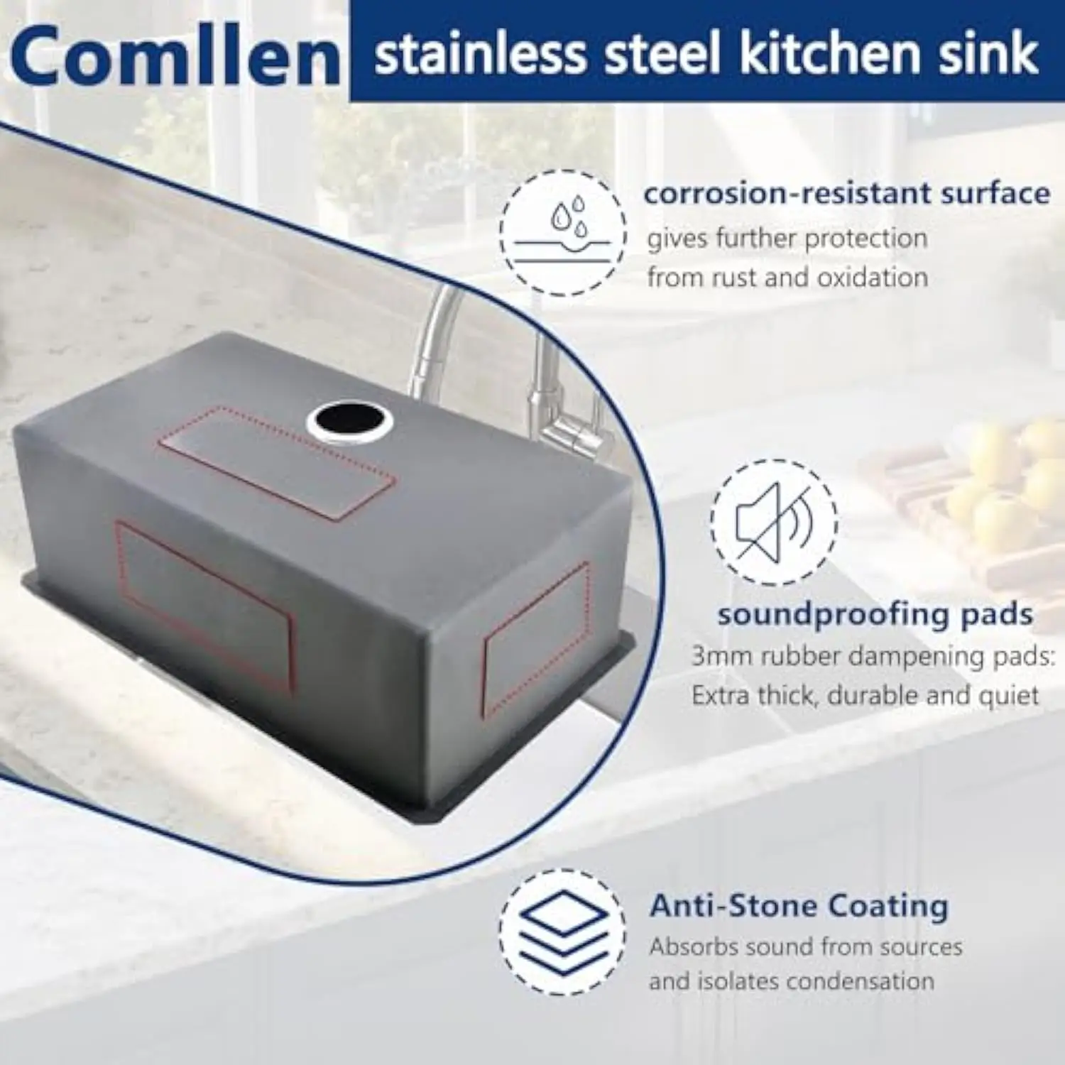 Кухонная раковина с нижним креплением 30x16 дюймов, кухонные раковины из нержавеющей стали с матовым никелевым покрытием, раковина ручной работы с глубоким креплением 9 дюймов 16 калибров с Drai