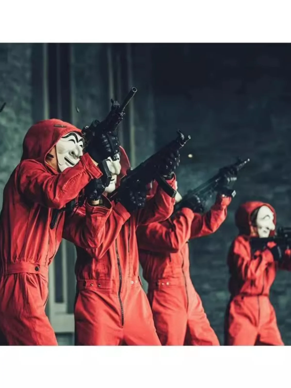 レッド-ユニセックス-ジャンプスーツ-マスクセット-ペーパーハウスコスチューム-韓国ドラマ-ステージパフォーマンス-ピエロ-ハロウィン衣装-ポリエステル繊維-00