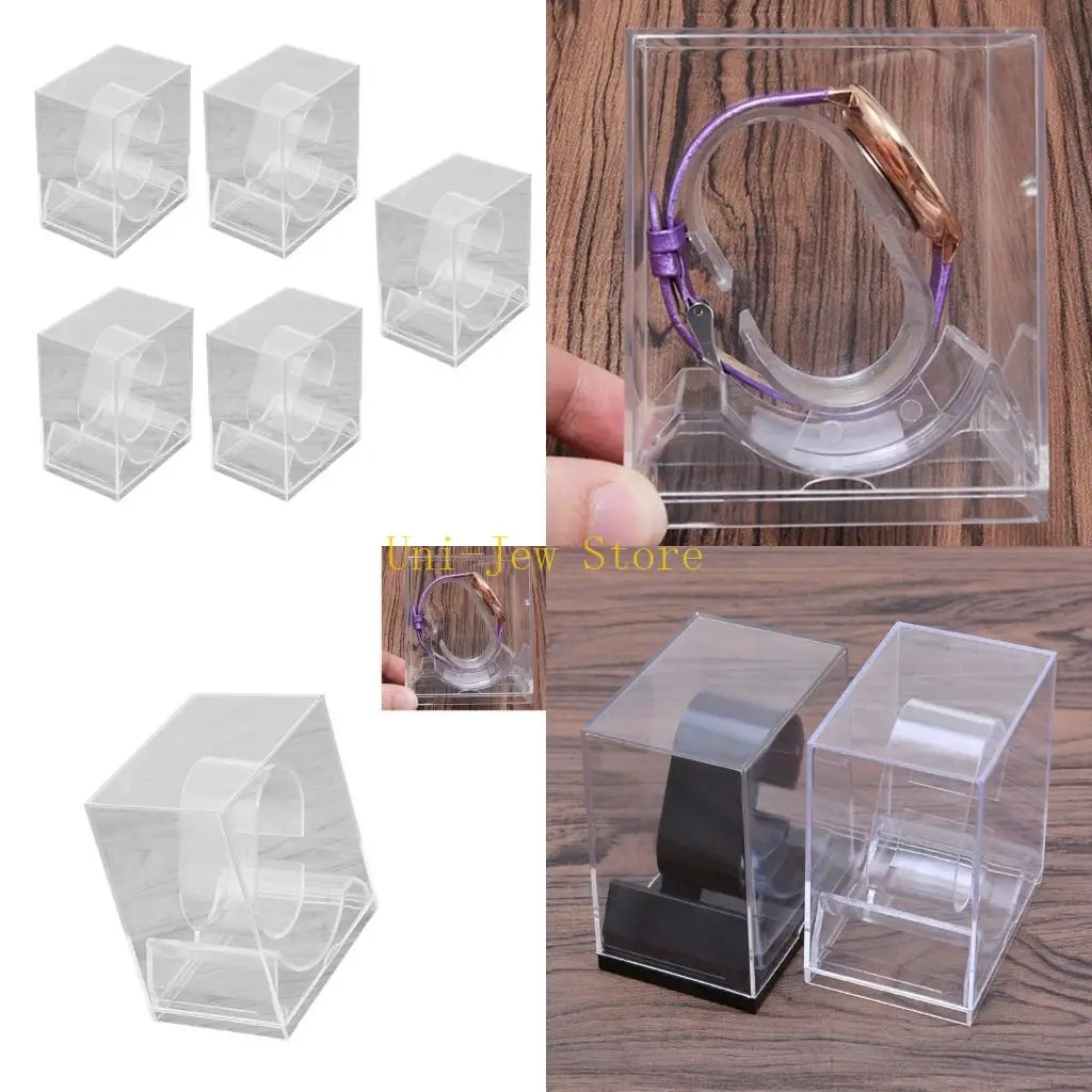 

40GB 5Pcs Minimalist Plastic Watch Holder Stand Clear Case Bracelet Organizers