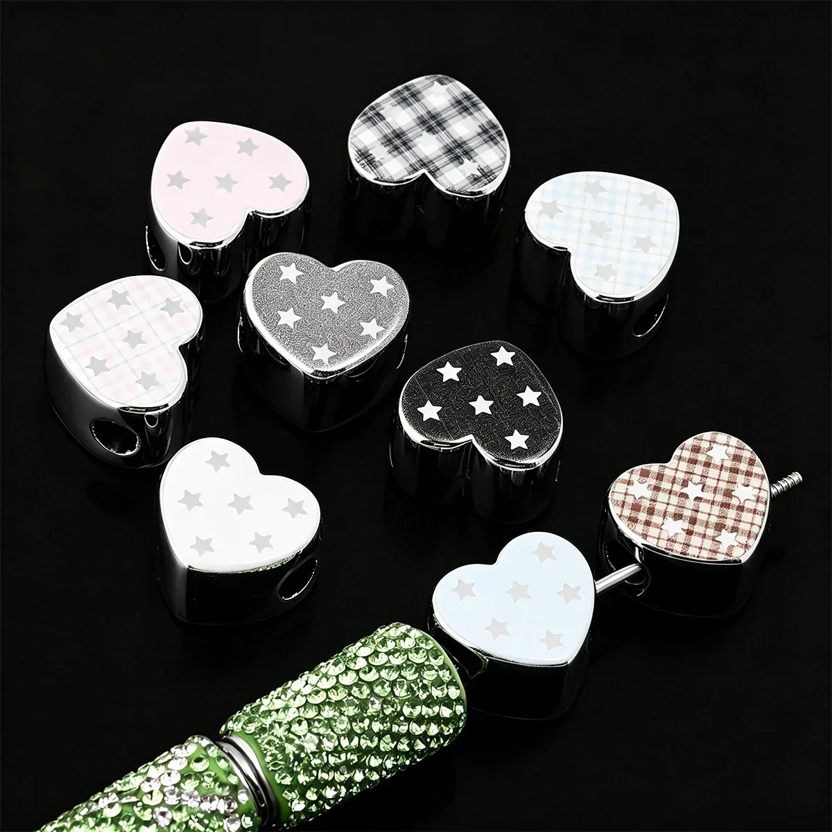 8pcs/16pcs Random Color Acrylic Beads,21*19mm Plaid Star Heart Spacer Beads for DIY Handmade Jewelry Making Supplies