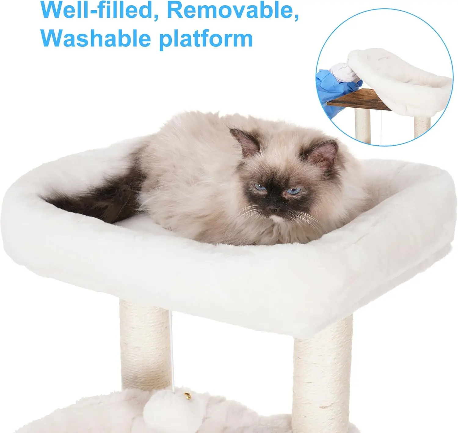 Árvore do gato com caixa de lixo, Modern Cat Tower, Gatos interiores com grande plataforma