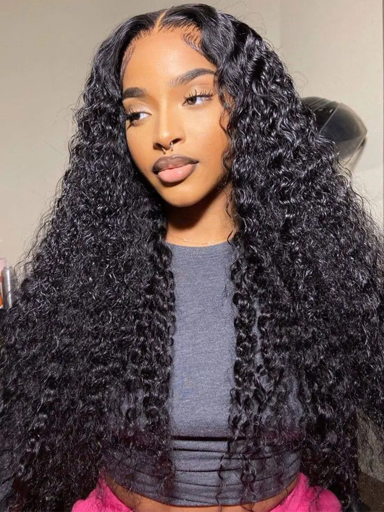 13x6 HDレースフロントウィッグ ディープウェーブ 220密度 カール人毛ウィッグ 生え際処理済み ウォーター360フルレースウィッグ 黒人女性向け ブラジル産