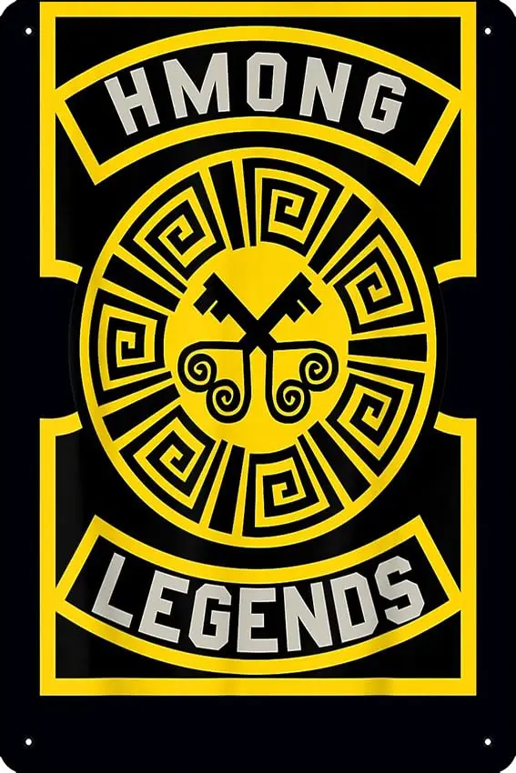 Hmong Hmong Art Culture Yellow Legends Art Print Metal Sign Decor - 8 x 12inch Bar Pub Garage Man Cave Wall Art