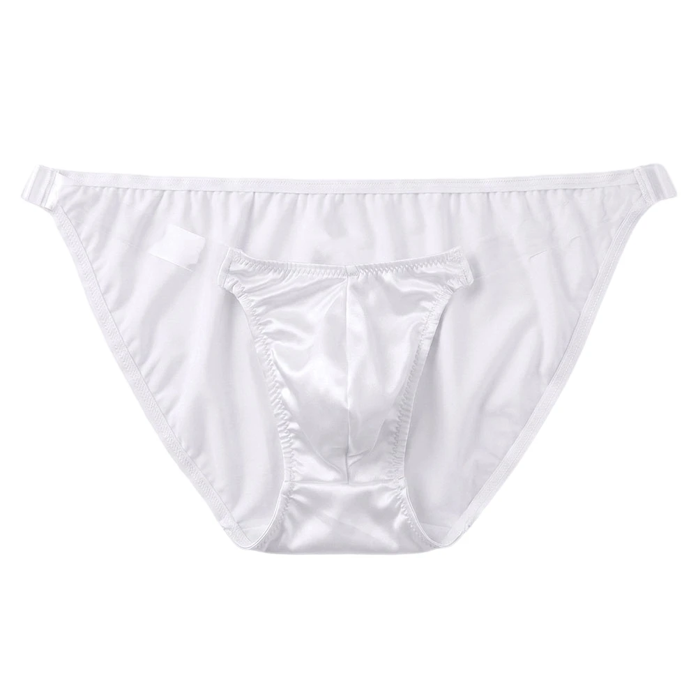Men Ice Silk Smooth Glossy Briefs High Fork Transparent Belt Underwear Panties Quick Dry Comfortable Sports Shorts Panties