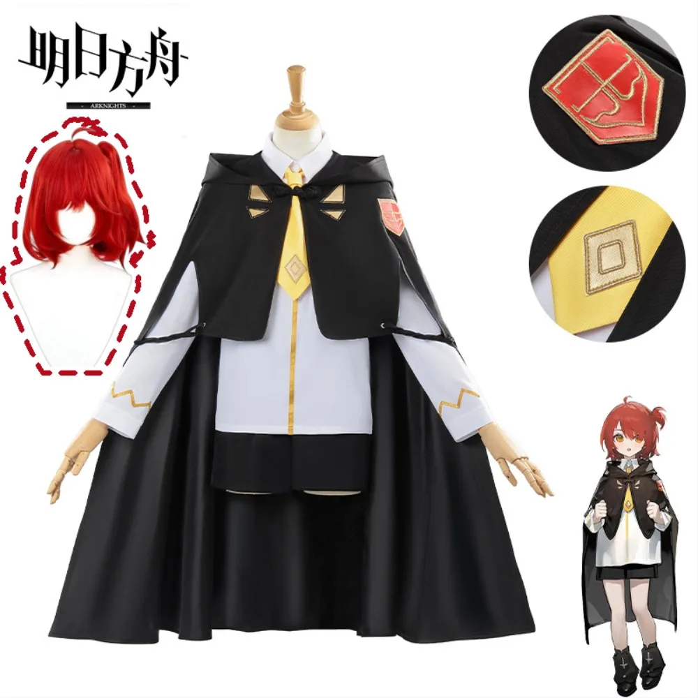 

Game Arknights Exusiai Lemuen Lemuan Cosplay Set Black Cloak Childhood Adult Women Halloween Comic Con Carnival Party Outfit
