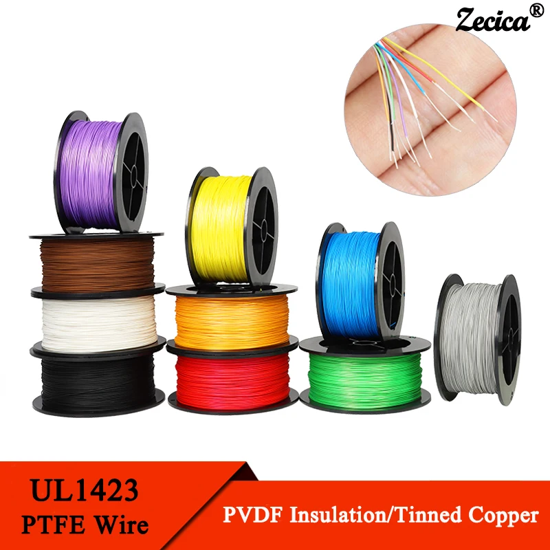 

5~50m UL1423 PTFE Wire Silver Plated Single Core Cable (No Scroll) High Temperature Micro Fine Copper Wires DIY Electronic Cable