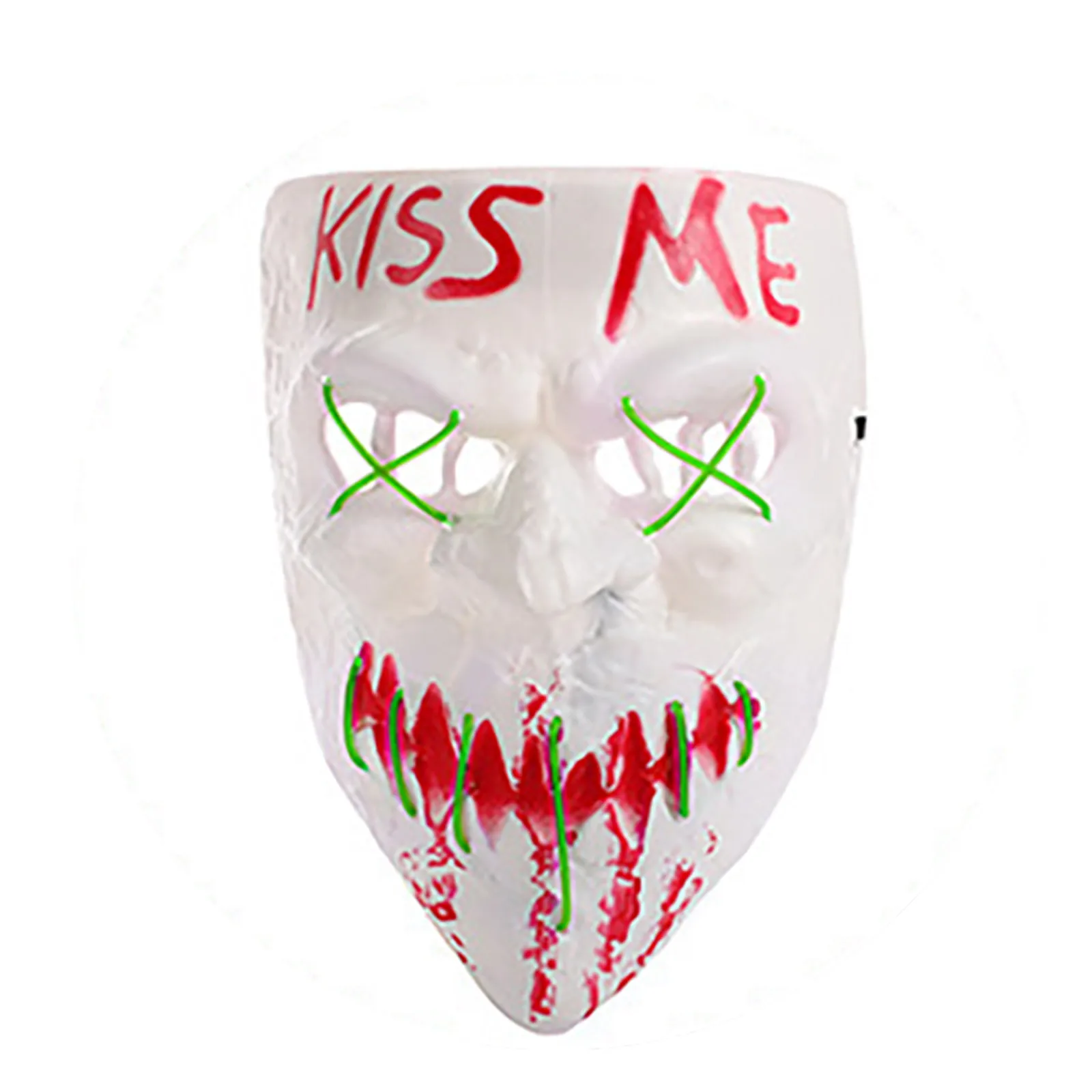 Maska dla dorosłych i dzieci, podświetlana, przerażająca, wielokrotnego użytku, rekwizyt na Halloween z efektami upiornej LED do cosplayu, na festiwale i jako akcesorium na imprezy.