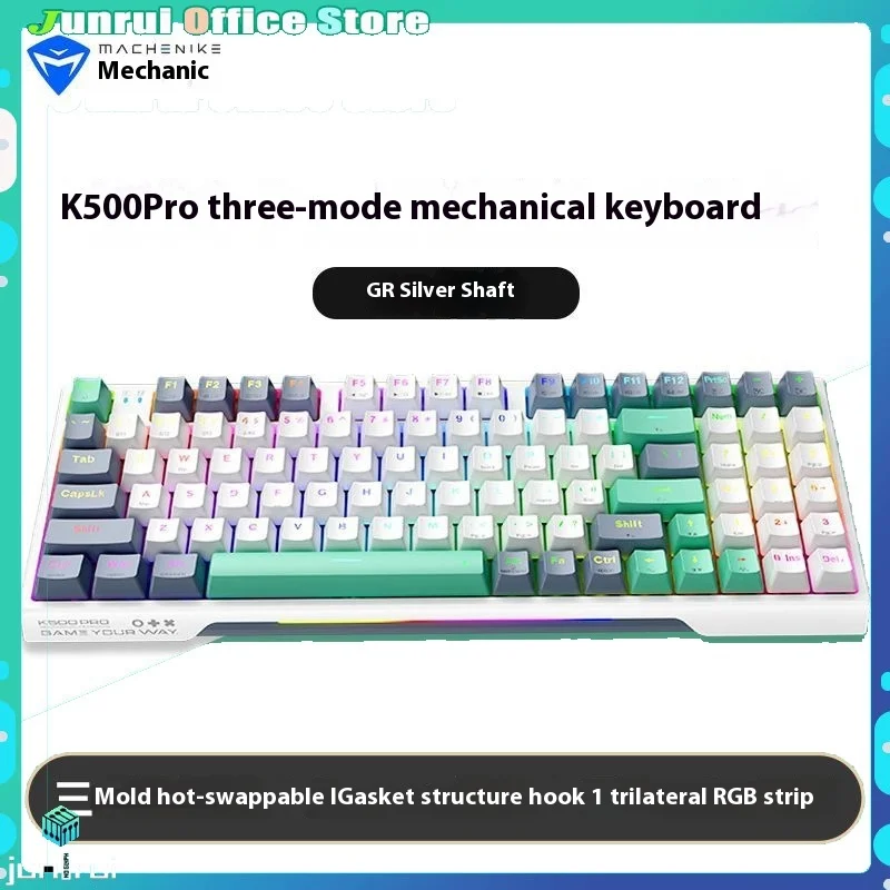 

Mechanic K500pro Mechanical Keyboard Gasket Structure Hot Swappable Pbt Keycaps Three Modes Wireless Computer Accessories Gift