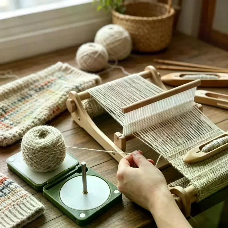 Portable Yarn Holder Yarn Winder Spinner Foldable Double Yarn Winder Spinner Box Practical Gifts For Knitters Crocheters