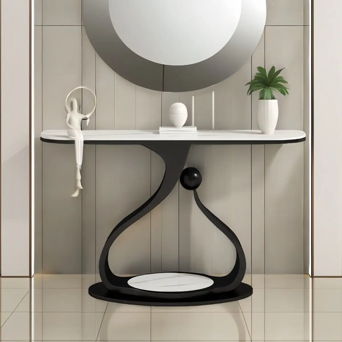 Cream style simple entrance cabinet foyer strip case against the wall narrow cabinet light luxury modern