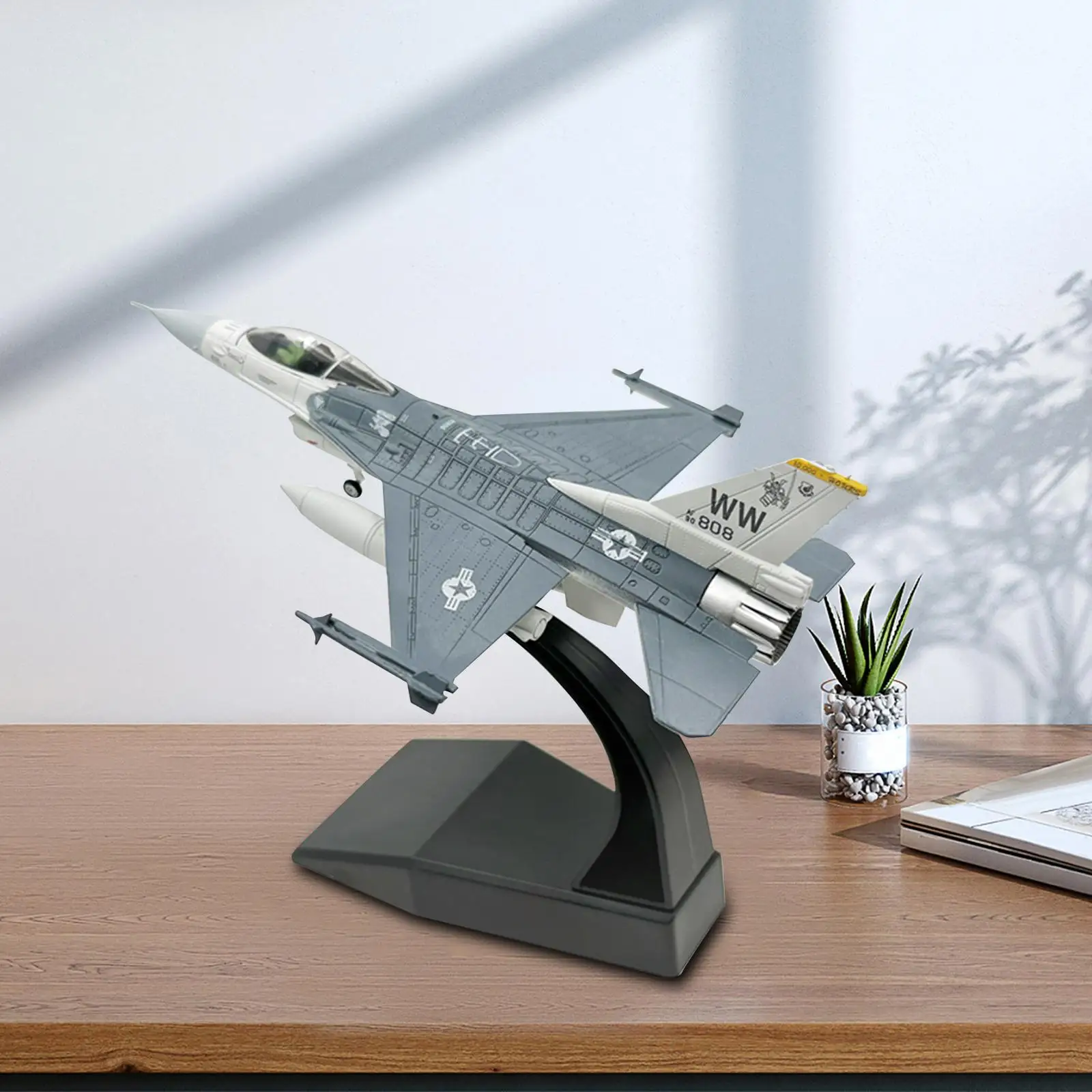 1/100 F16C Fighter Kids Toys Diecast Model Aircraft Airplane with Base for TV