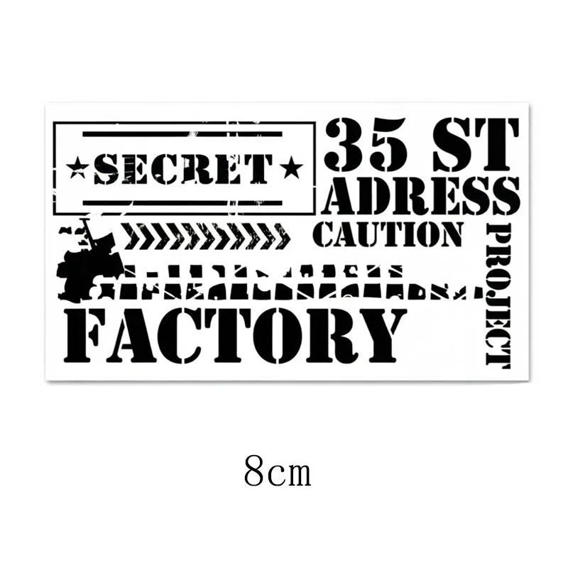 Military Warning Sticker Secret Project Factory Vinyl Decal Tactical Gear Matte Pegatinas For Car Window Notebook Laptop Helmet