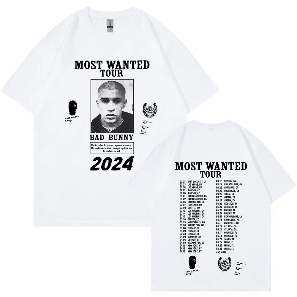 Bad Bunny T Shirt Most Wanted Tour 2024 Nadie Sabe Lo Que Va A Pasar Manana T-shirt Men Hip Hop Short Sleeve T-shirts Streetwear