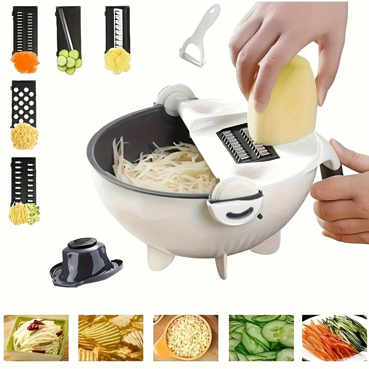 

Hot Sale Multi-Function Vegetable Chopper Potato Shredder Slicer Grater Kitchen Convenience Vegetable Cutter With Drain Basket