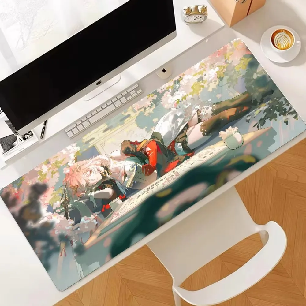 W_wuthering W_waves Jiyan Rubber Mouse Pad Chinese Cool Anime Gaming Keyboard Laptop Rug PC Gamer Mousepad Extended Desk Mat