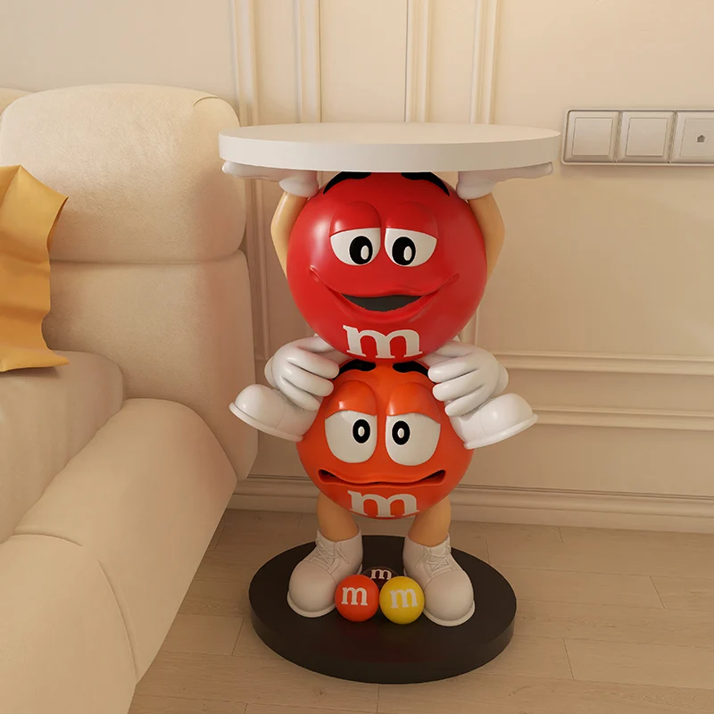 45cm Jelly Bean Sculpture Character Coffee Table, Living Room Large TV Cabinet Sofa Next To Bedroom Floor Decoration