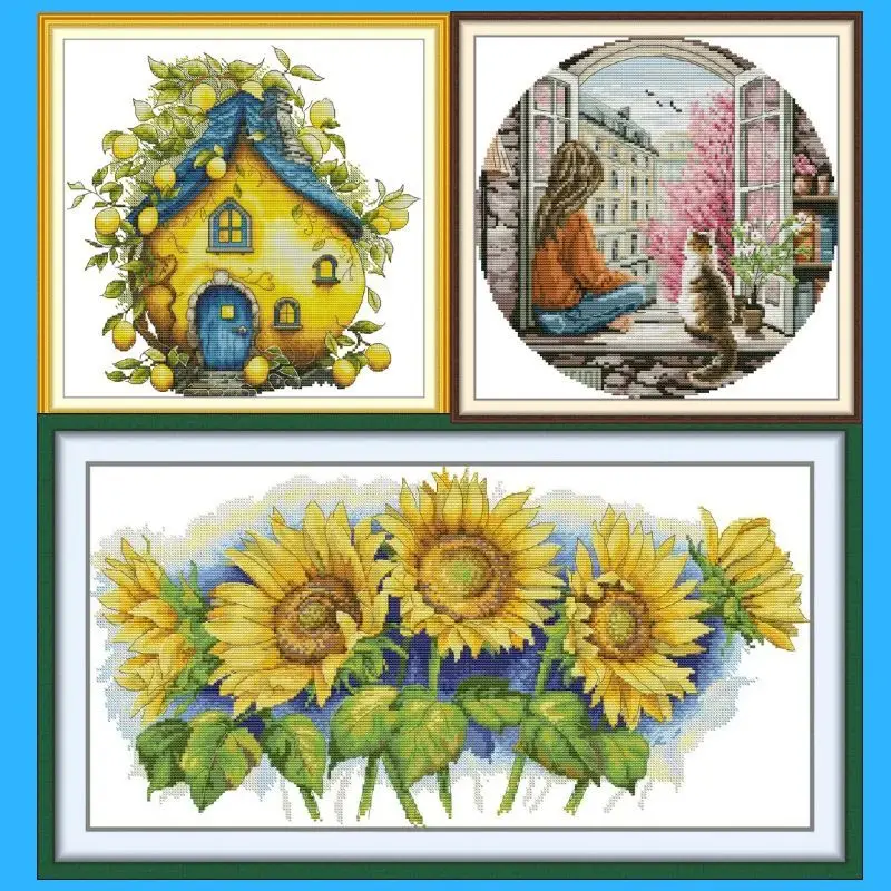 

Набор для вышивки крестом «Цветы, люди и живописные» Soulgift, набор для вышивки крестом с простым узором, набор для вышивки из штампованной ткани Аида, рекомендуется