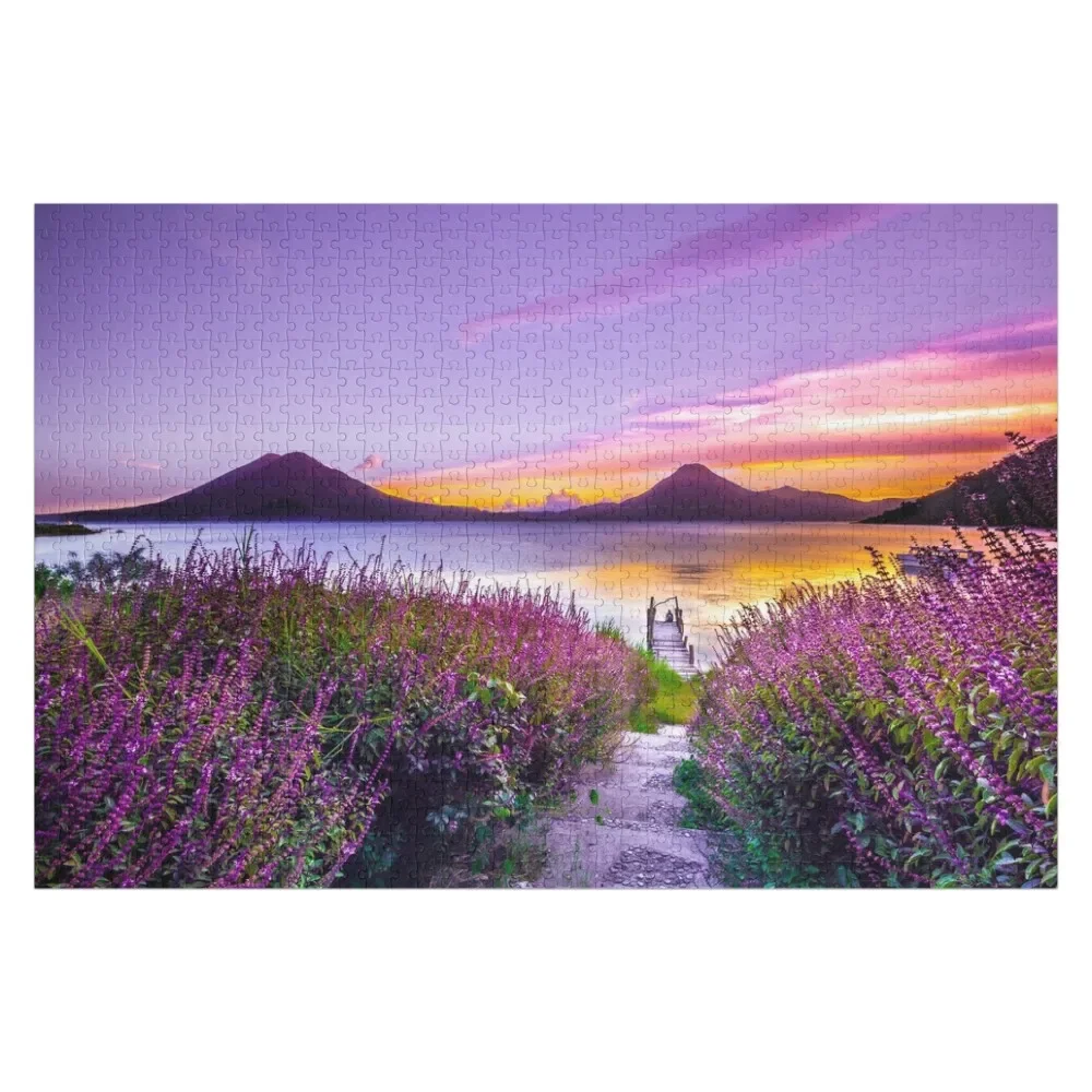 Lago de Atitlán - Lake in Guatemala Jigsaw Puzzle Nome personalizzato Giocattoli personalizzati per bambini Puzzle in legno personalizzato