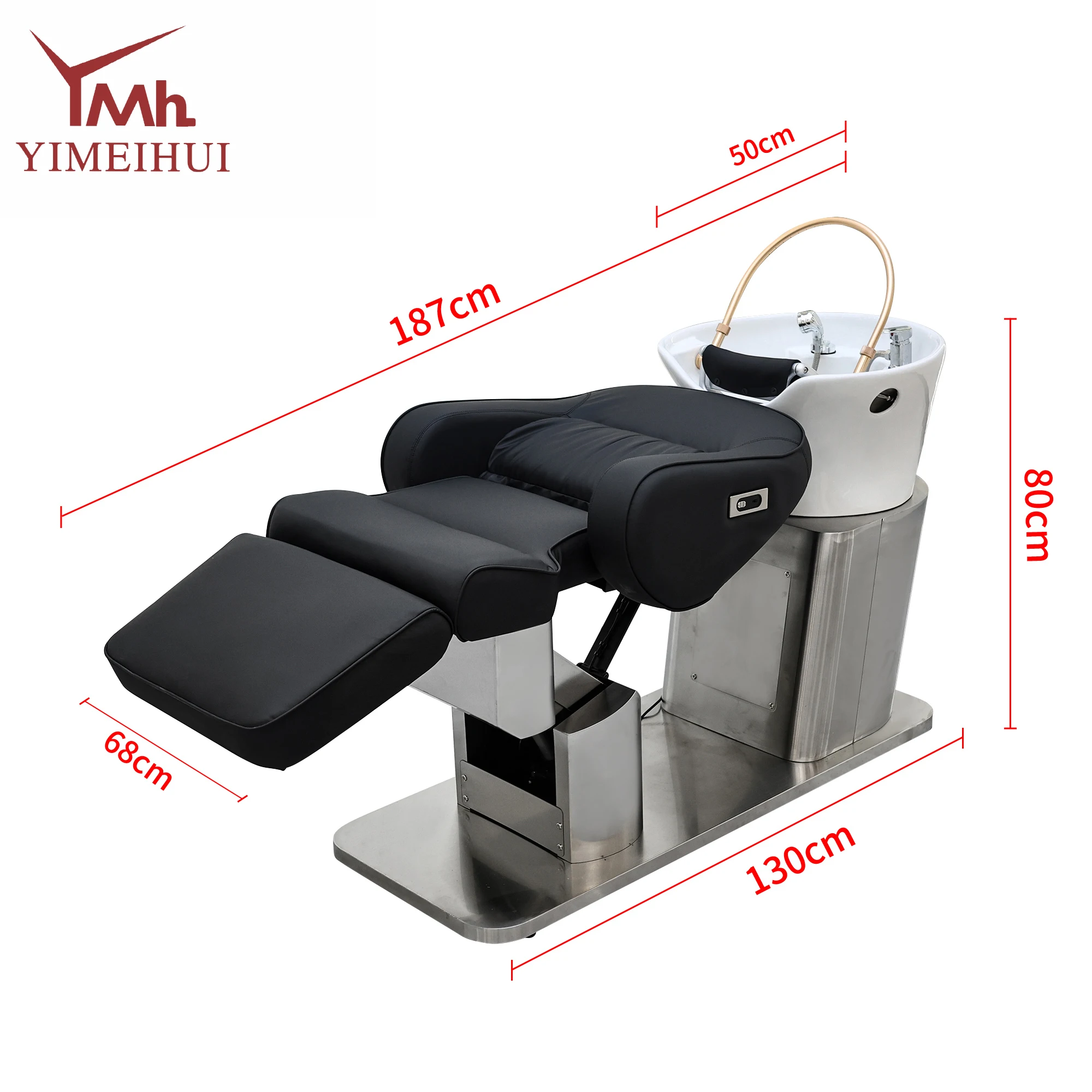 Wielofunkcyjne łóżko do spa z funkcją masażu głowy, krzesło do mycia włosów z parą, fotel do mycia włosów do salonów kosmetycznych i masażu.