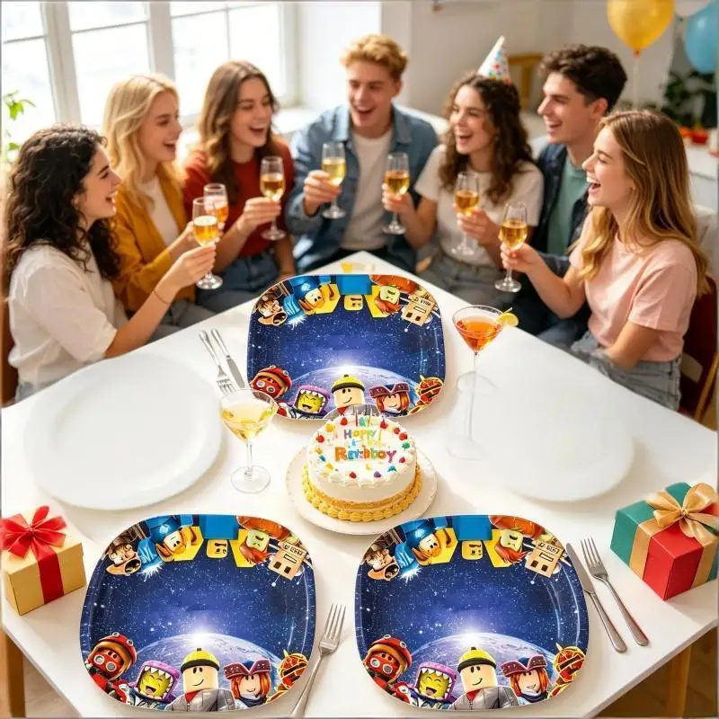Robloxed Einweggeschirr für Geburtstagsfeiern, Festivalveranstaltungen, Themenpartys, Tischdekoration, Party-Zubehör-Set – Detail 5