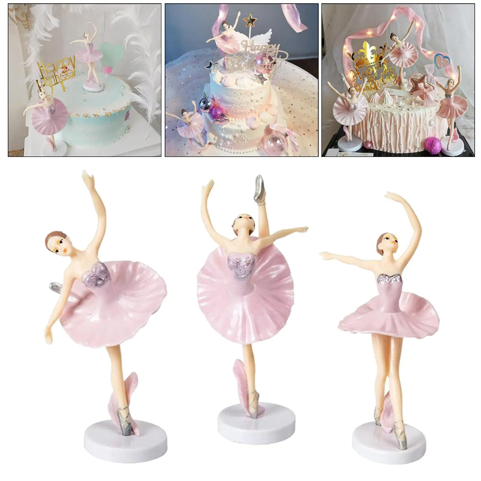 3x Ballerina Cake Topper Cupcake Toppers Cake Picks decorazione creativa per torte movimenti di danza giocattoli decorazioni per feste di compleanno