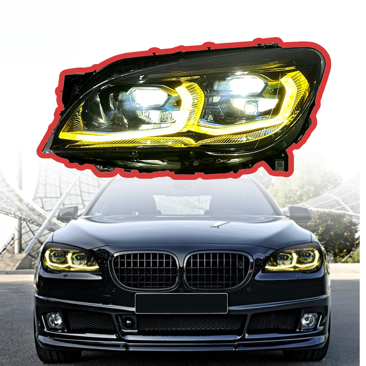 for 7 Series F02 2013 to 2015 for Upgrading to G12-style Two-tone 6000K LED Projector Headlights Local Inventory