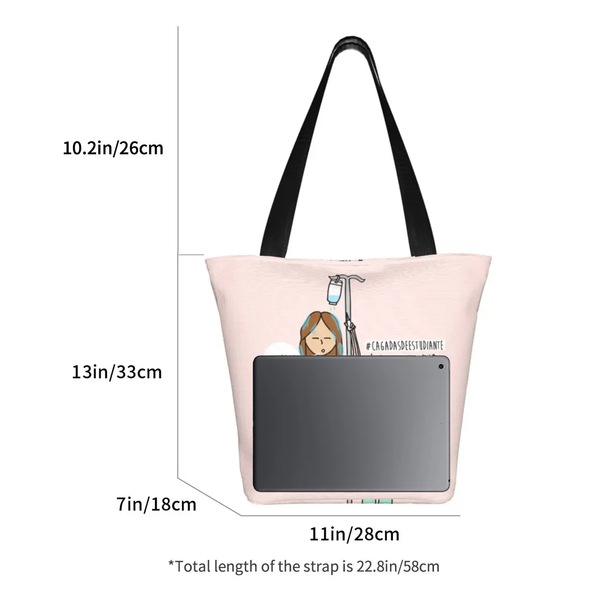 Custom Baptism Of Nursing Student Groceries Tote Shopping Bags Women Nurse Canvas Shoulder Shopper Bags Big Capacity Handbags