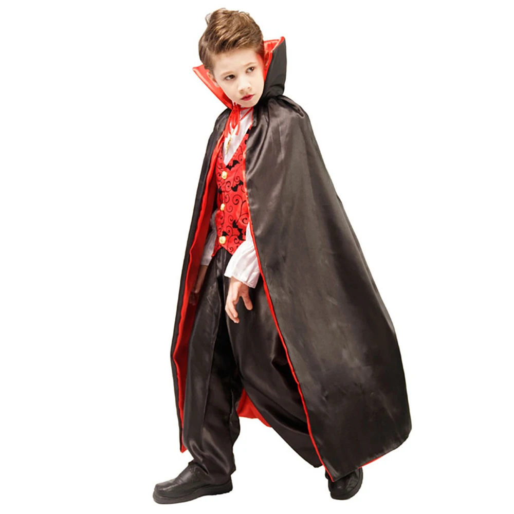 Deluxe Kids Child Vampire Costume Boys Girls Purim Halloween Carnival Party Vampire Demon Role Playing Outfit Cosplay Costume