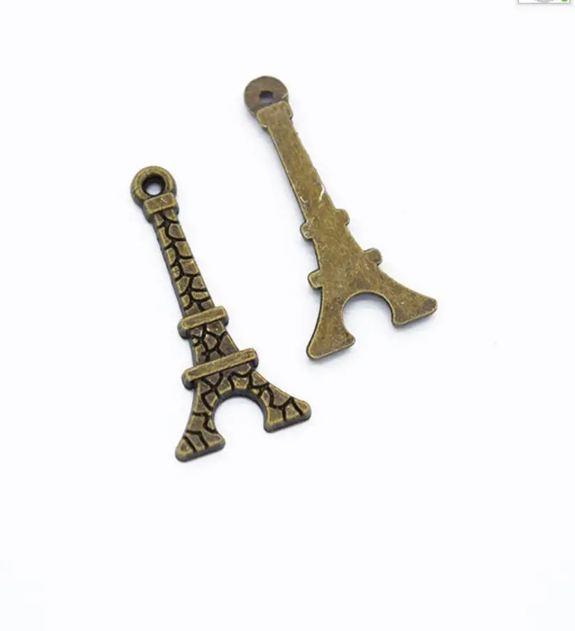 25*12mm 100pcs Antique Silver Plated Bronze and Gold Colors Plated Eiffel Tower Handmade Charms Pendant for bracelet F0786 image 5
