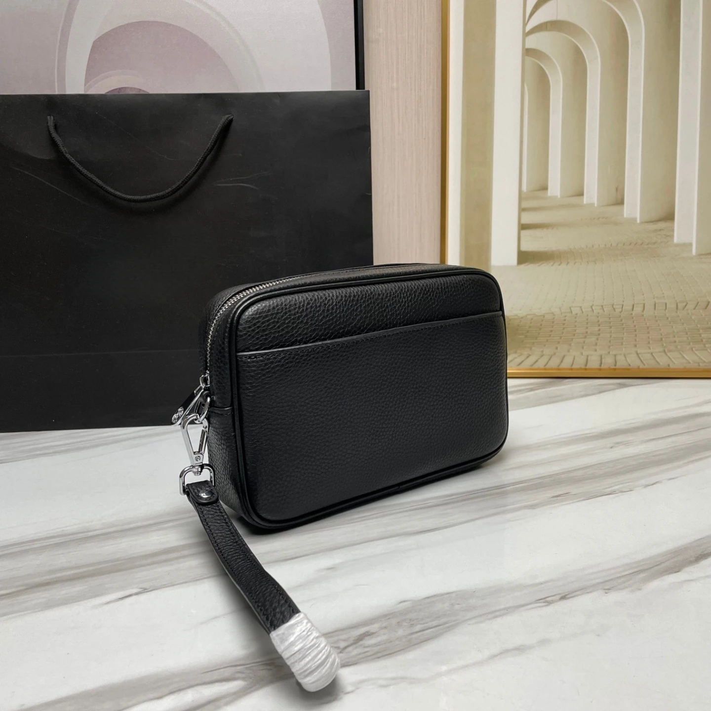 

342 Handmade Men's Bags Luxury Brand Leather Clutch Bags Top-Grain Deer-Patterned Cowhide Wallet Business Briefcase Holiday Gift