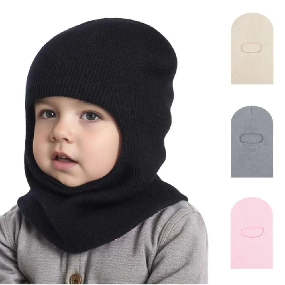 

New Winter Warm Balaclava Hat Knitted Woolen Beanie Cap Scarf Toddler Neckerchief Bonnet 1-7Y Ear Protection Hat
