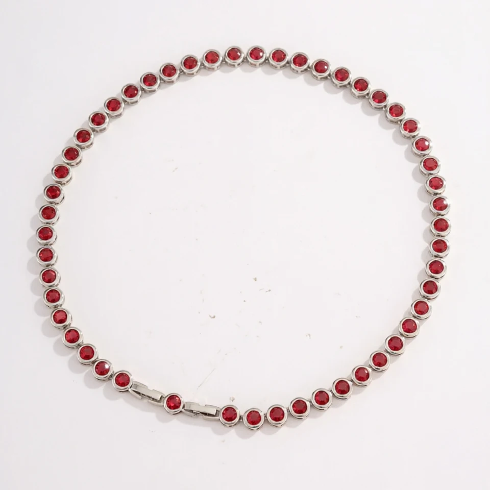 ZAKOL Luxuriöse, zierliche, glänzende, farbenfrohe Zirkon-Tennis-Choker-Halskette für Frauen, eleganter, funkelnder Kristall-Schmuck für Hochzeiten und Partys – Detail 9