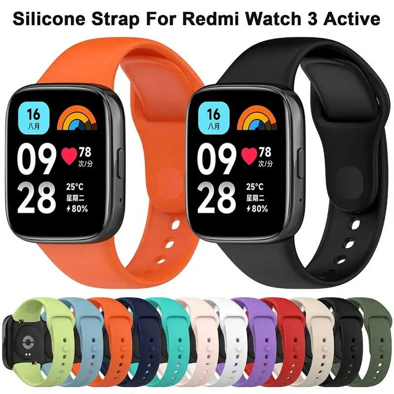 Strap For Xiaomi Redmi Watch 3 Active Soft Silicone Replacement Watchband For Redmi Watch 3 Lite Wristband with Screen Protector