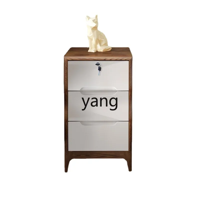 Yhl Wide Oak with Lock Solid Wood Bedside Table Nordic Style Bedside Cabinet Drawer Locker