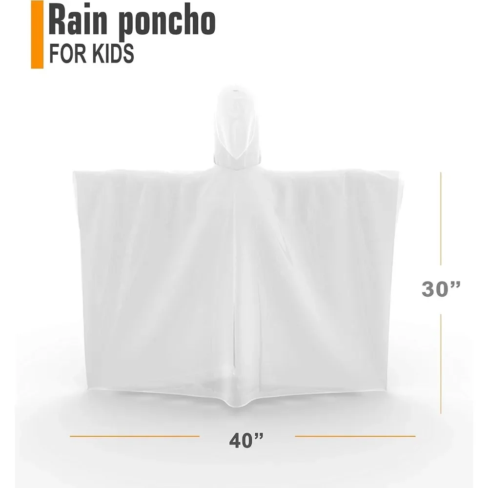 معطف مطر Hagon PRO للاستعمال مرة واحدة للأطفال مع غطاء للرأس (5 عبوات) - معطف مطر خفيف الوزن مقاوم للماء للأطفال الصغار والعباءات في حالات الطوارئ #5