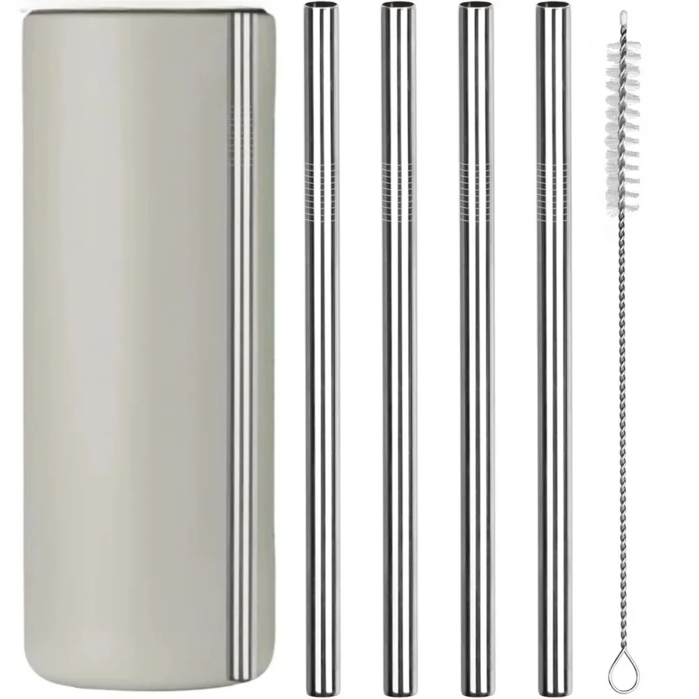 2/4 Pack Water Cup Metal Straws 40 oz Water Bottle Stainless Steel Replacement Tube 0.4 Inch with Cleaning Brush Reusable Straws