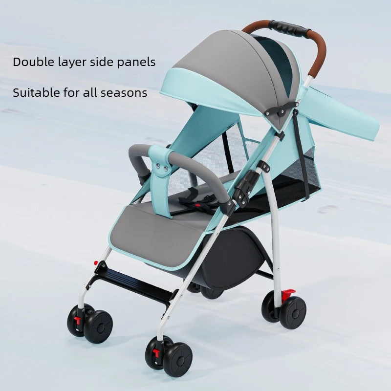 Foldable Baby Stroller Reclining Pushchair with Spacious Seat One Click Folding and Double Side Protection for Travel