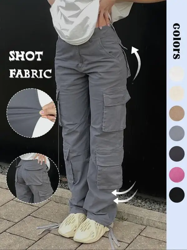 캐주얼 여성 작업복 바지 멀티 포켓 전술 크로스보더 신상 미국 레트로 디자인 롱 팬츠