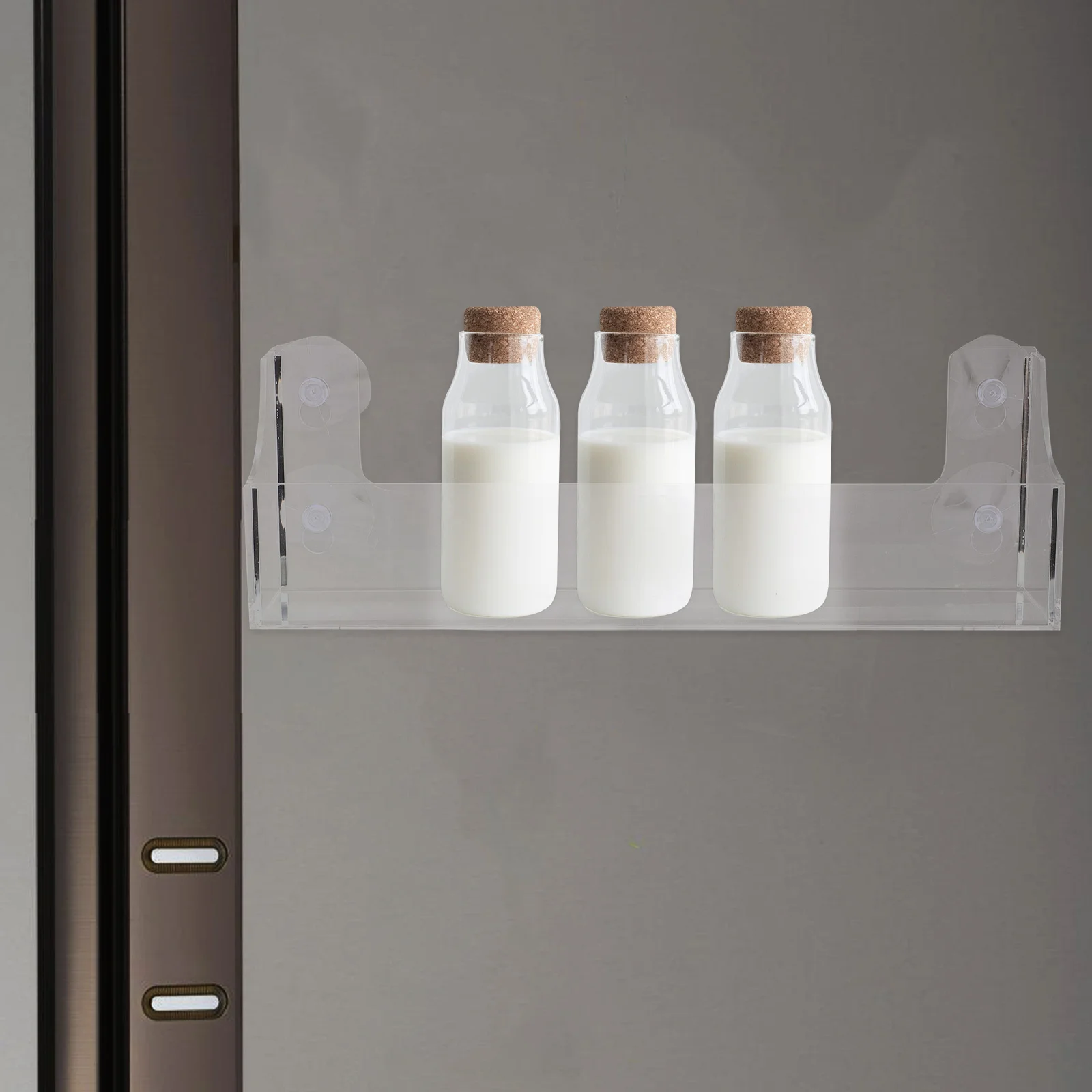 رف كأس شفط المشروبات منظم قابل للتركيب من الأكريليك الشفاف لرف تخزين باب الثلاجة وحامل المشروبات في #6