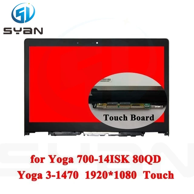 

5D10H35588 FOR Yoga 3-1470 3 14 Lenovo 80JH 80KQ 14.0 Laptop LCD TOUCH ASSEMBLY Bezel FHD1920 ideapad 700-14ISK Yoga 700-14 80QD