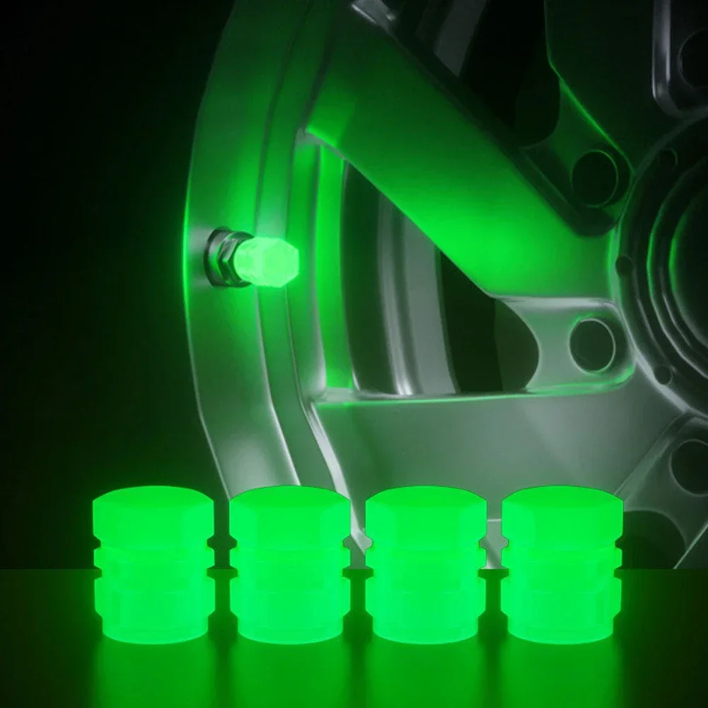 

100Pcs Car Luminous Tire Valve Cover Night Glowing Car Motorcycle Wheel Tyre Hub Valve Stem Cover Fluorescent Green