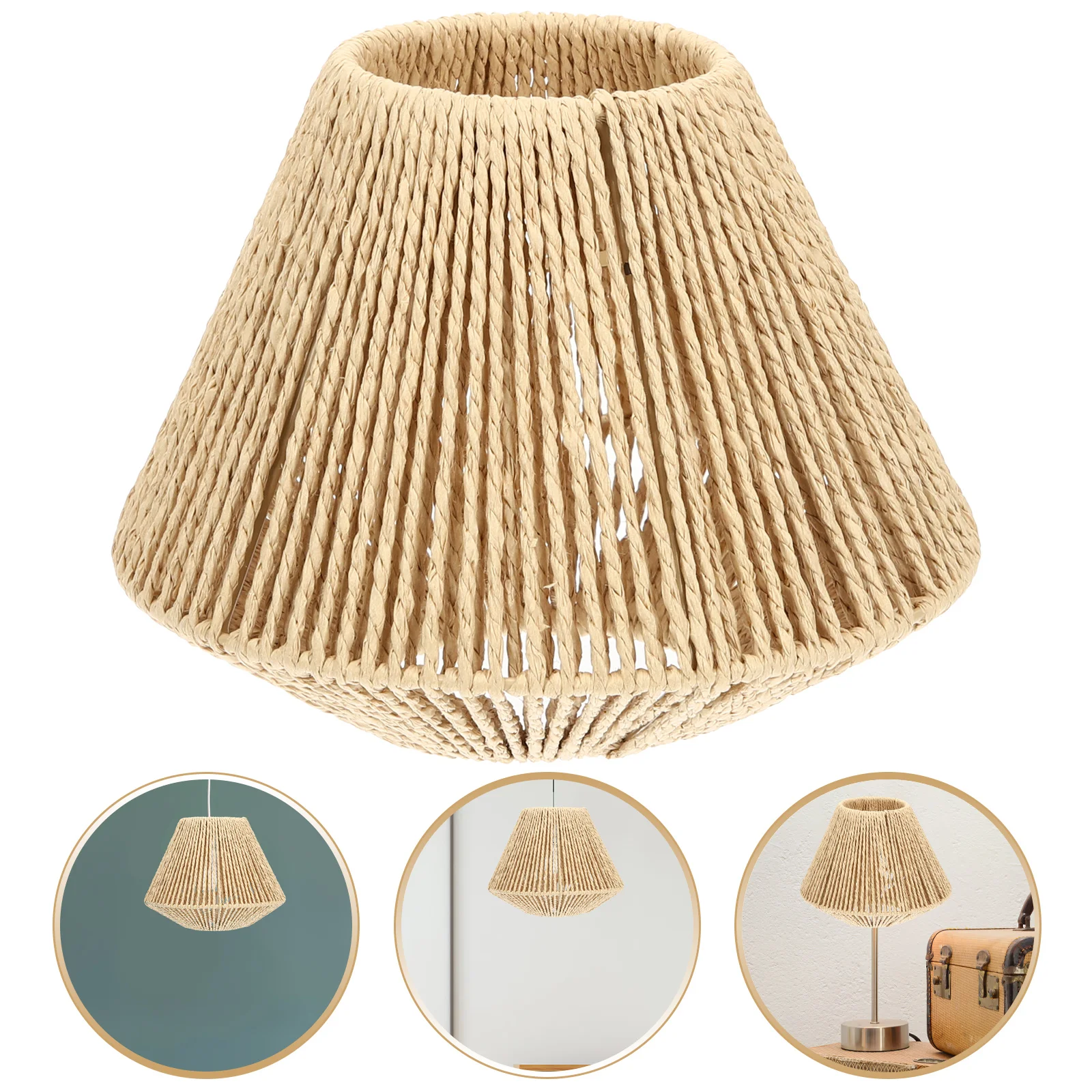 

Retro Lamp Shade Woven Bamboo Cover Rustic Pendant Lampshade For Home Coffee Shop Restaurant Wedding Decor Lighting