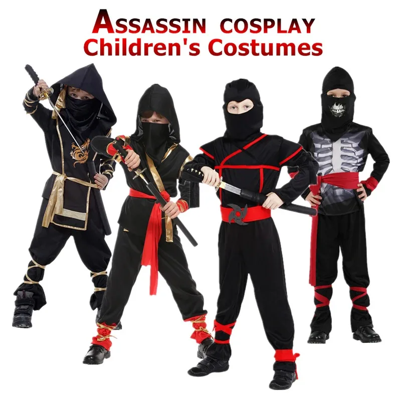 

Children Costumes Assassin Japanese Ninja Cosplay Suits Outfits Halloween Carnival Party Clothes Dress Up