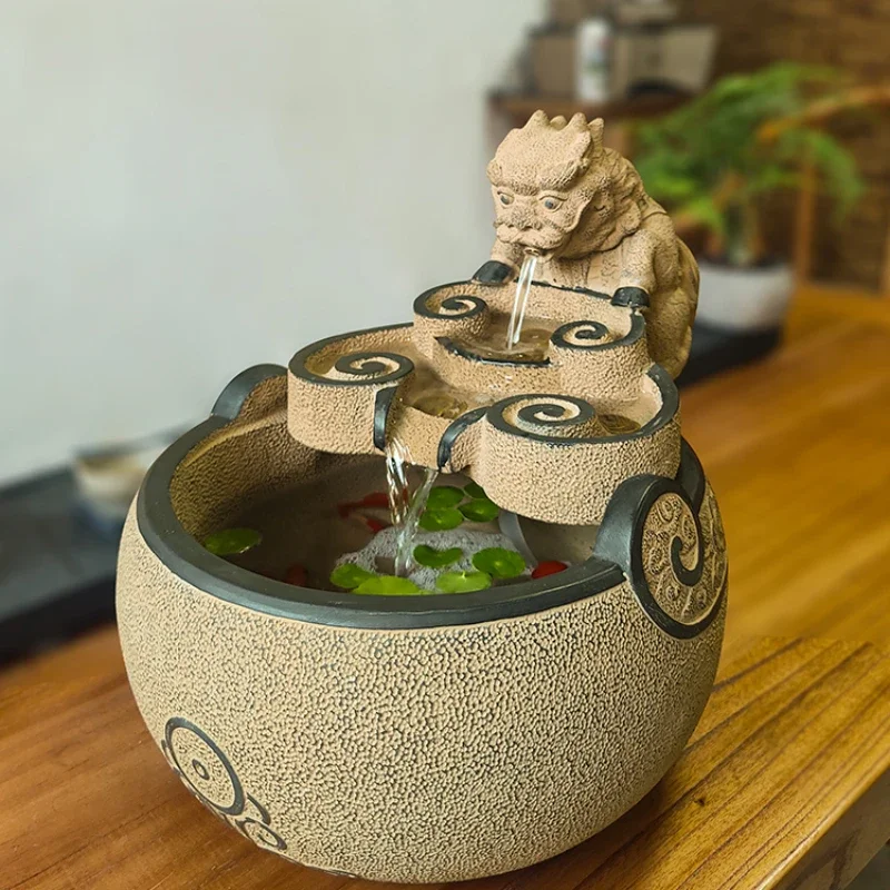 

Lucky Flowing Water Ornaments Circulating Water Desktop Living Room and Tea Room Decorations Office Fortune