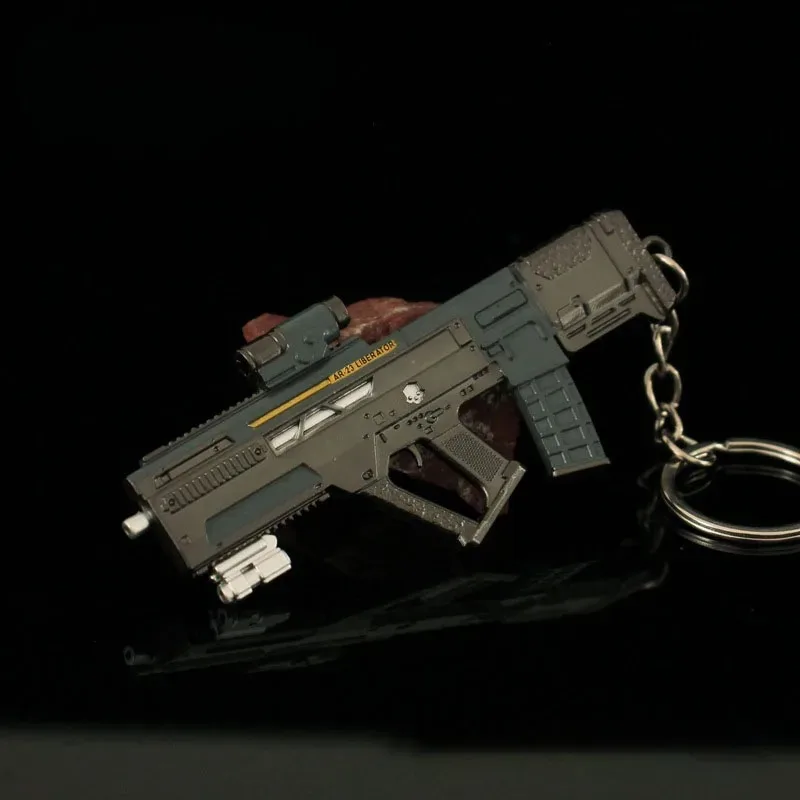 9 cm Helldivers 2 Mini Gun Sleutelhangers AR-23 Liberator Legering Gun Mold Sleutelhanger Game Randapparatuur Hanger Accessoires Geschenken
