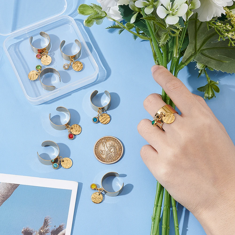 Juego de 8 anillos de acero in - Birthstone Ring Set reseña y precio