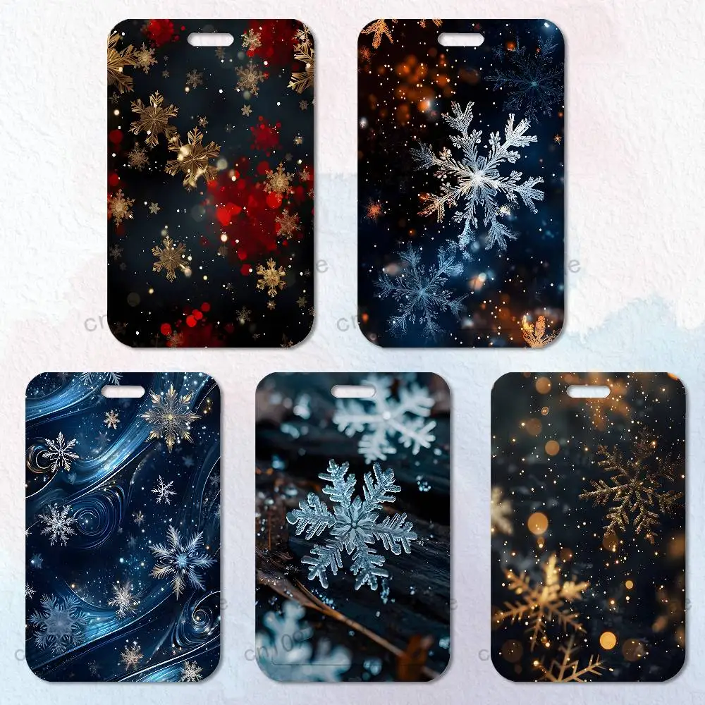 

Beautiful Snowflak Christmas Card Holder Lanyard Camera Neck Strap Credit Card Case ID Badge Credentials Protection