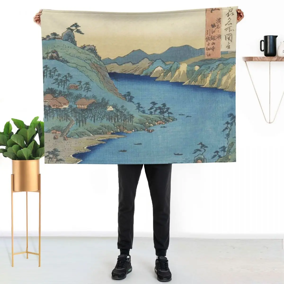 HD Province of Totomi: Lake Hamana, by Utagawa Hiroshige HIGH DEFINITION Throw Blanket wednesday cosplay anime Blankets