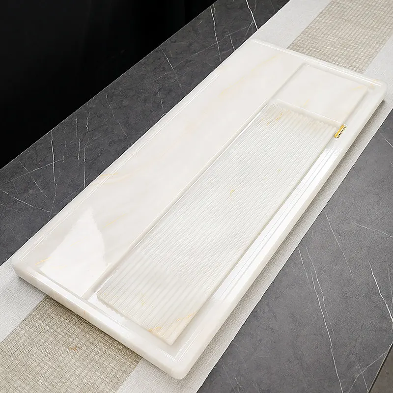 Long Rectangle Tea Tray Luxury Office Hospitality Living Room Tableware Chinese Tea Tray Drainage Bandejas Home Decorationgs