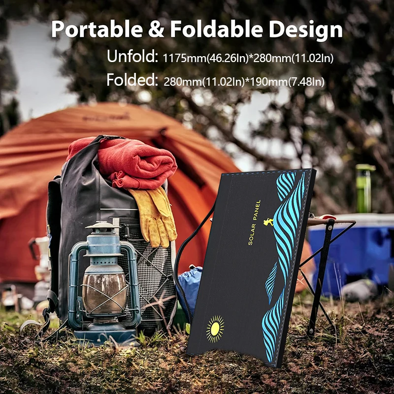 100W/120W Solar Panel Portable Folding Bag USB+DC Output Solar Charger Outdoor Power Supply for Mobile Phone Power Generator